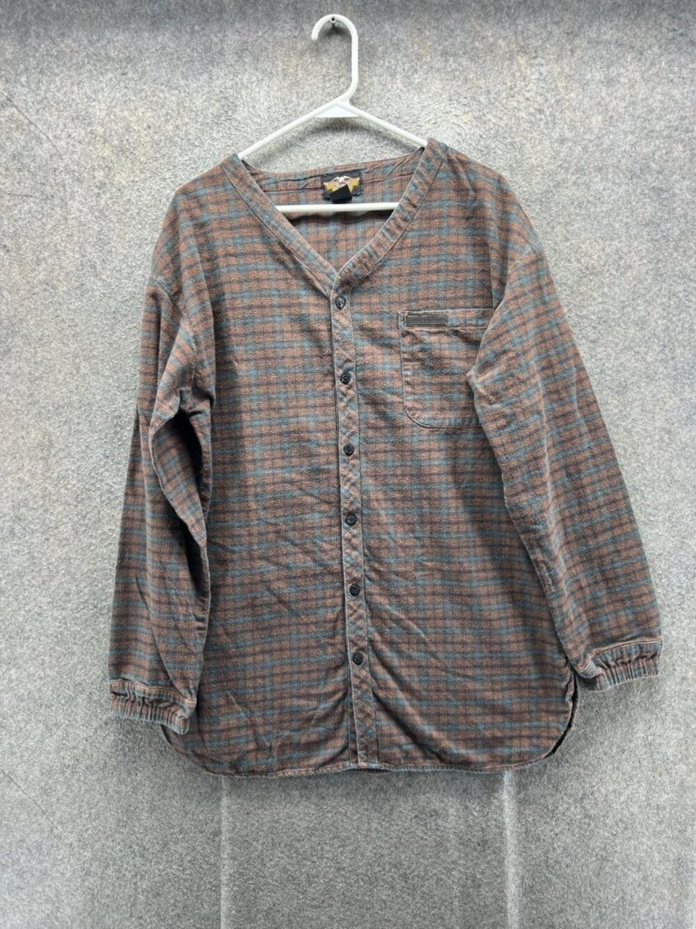 Harley-Davidson Shirt Men Small Brown Plaid Long Sleeve Button Up Flannel Pocket